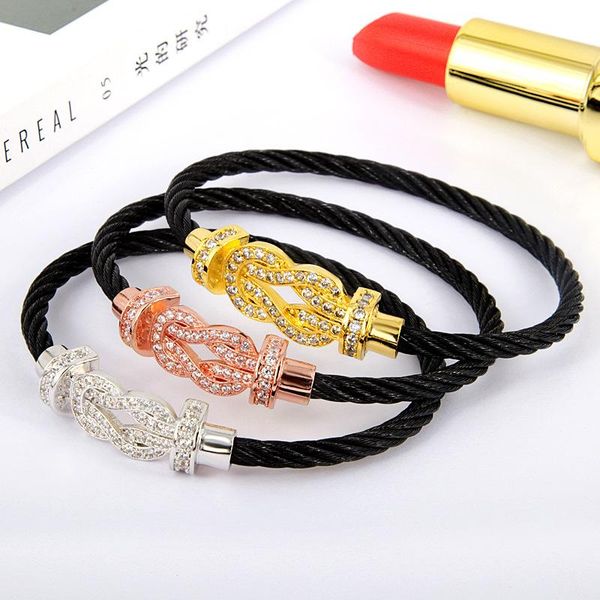 charm bracelets horse shoe bangles cz zircon stainless steel twisted wire bracelet germanium accessories for women, Golden;silver
charm bracelets horse shoe bangles cz zircon stainless steel twisted wire bracelet germanium accessories for women, Golden;silver