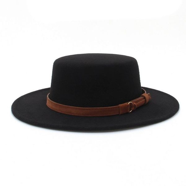 stingy brim hats retro winter autumn women hat felt fedora belt buckle decorated ladies boater flat, Blue;gray
stingy brim hats retro winter autumn women hat felt fedora belt buckle decorated ladies boater flat, Blue;gray