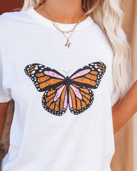 women's t-shirt women butterfly vintage inspired 70s hipster tee slogan trendy short sleeve soft funny streetwear crew neck ladies top, White
women's t-shirt women butterfly vintage inspired 70s hipster tee slogan trendy short sleeve soft funny streetwear crew neck ladies top, White