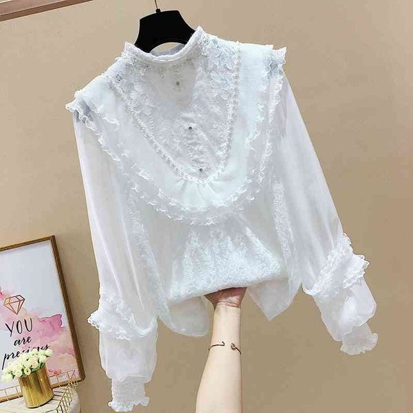 solid wooden ear lace nail bead chiffon full shirt spring women blouses 210421, White
solid wooden ear lace nail bead chiffon full shirt spring women blouses 210421, White
