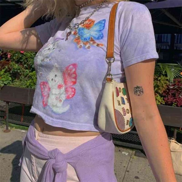 butterfly printed women's casual short tee shirts purple cotton crew neck crop summer streetwear basic 90s cuteandpsycho 210518, White
butterfly printed women's casual short tee shirts purple cotton crew neck crop summer streetwear basic 90s cuteandpsycho 210518, White
