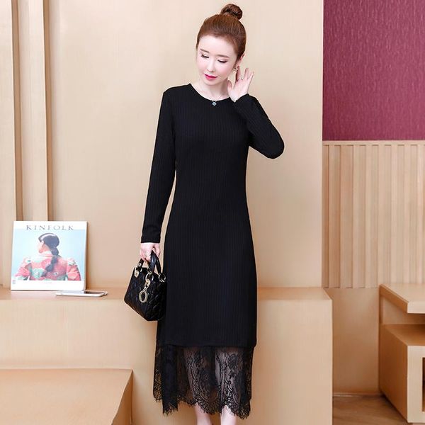 casual dresses women dress autumn 2021 office lady korea style knitting long sleeve patchwork solid lace o-neck black base, Black;gray
casual dresses women dress autumn 2021 office lady korea style knitting long sleeve patchwork solid lace o-neck black base, Black;gray