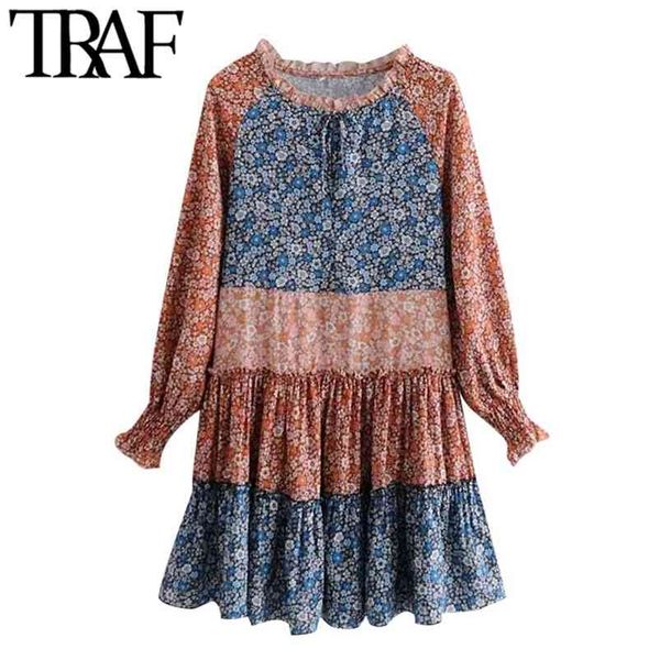 women chic fashion floral print patchwork mini dress vintage long sleeve ruffled female dresses vestidos mujer 210507, Black;gray
women chic fashion floral print patchwork mini dress vintage long sleeve ruffled female dresses vestidos mujer 210507, Black;gray