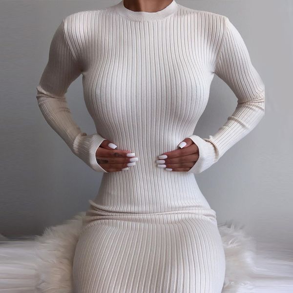 elegant ribbed knitted midi dress women long sleeve 2021 fall solid round neck backless cut-out dresses club partyby air, Black;white
elegant ribbed knitted midi dress women long sleeve 2021 fall solid round neck backless cut-out dresses club partyby air, Black;white