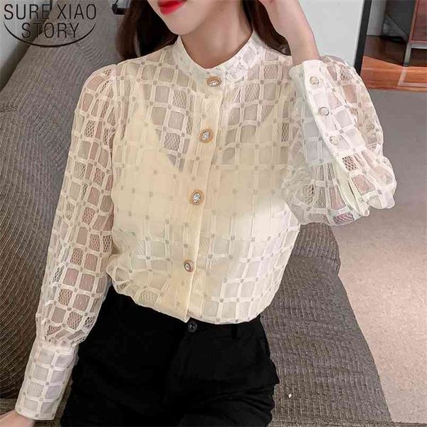 fashion stand collar mesh lace shirt women french style spring blouse long sleeve button bottoming clothing 12957 210506, White
fashion stand collar mesh lace shirt women french style spring blouse long sleeve button bottoming clothing 12957 210506, White