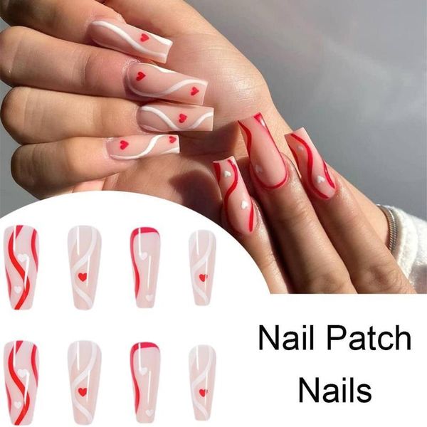 false nails 24 wavy line manicure tools detachable long full coverage nail tips striped, Red;gold
false nails 24 wavy line manicure tools detachable long full coverage nail tips striped, Red;gold