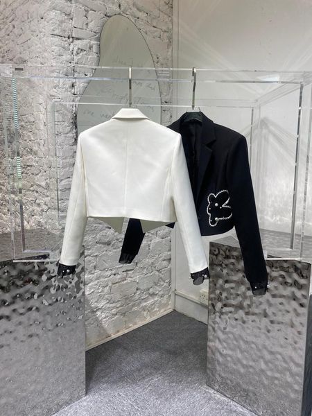 women's suits & blazers spring high 2021ss quality women luxury mesh patchwork pearl short blazer jacket female casual coat 2 color ddx, White;black
women's suits & blazers spring high 2021ss quality women luxury mesh patchwork pearl short blazer jacket female casual coat 2 color ddx, White;black