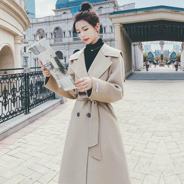 women's wool & blends 2021 women elegant long coat with belt solid color sleeve chic outerwear ladies high-end woolen overcoat plus siz, Black
women's wool & blends 2021 women elegant long coat with belt solid color sleeve chic outerwear ladies high-end woolen overcoat plus siz, Black