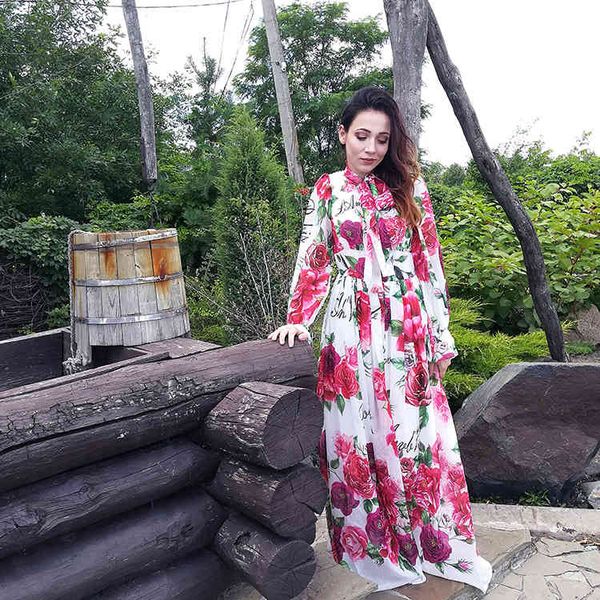 printing of flowers bow collar floor-length maxi feminine dress elegant beach, Black;gray
printing of flowers bow collar floor-length maxi feminine dress elegant beach, Black;gray
