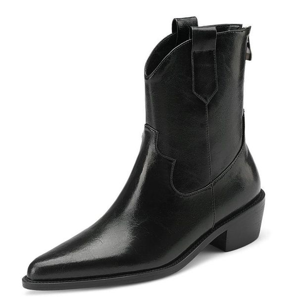 boots concise genuine leather women ankle fashion working casual poined toe thick heels back zipper shoes woman 2021, Black
boots concise genuine leather women ankle fashion working casual poined toe thick heels back zipper shoes woman 2021, Black