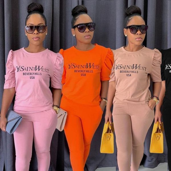 fashionable womens tracksuits stretch casual suit solid color ladies 2 two piece letter sportswear short sleeve t shirt nine points, Gray
fashionable womens tracksuits stretch casual suit solid color ladies 2 two piece letter sportswear short sleeve t shirt nine points, Gray