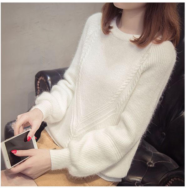 2021 autumn winter women long sleeve loose pullovers jumper knitwear outerwear korean female o neck warm sweaters, White;black
2021 autumn winter women long sleeve loose pullovers jumper knitwear outerwear korean female o neck warm sweaters, White;black