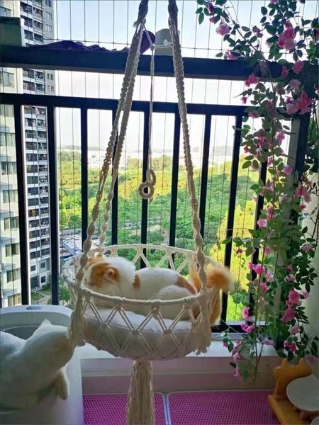 cat beds & furniture handwoven macrame pet hanging hammock bed cage swing handcraft tassel nest mat bohemia tapestry decoration
cat beds & furniture handwoven macrame pet hanging hammock bed cage swing handcraft tassel nest mat bohemia tapestry decoration