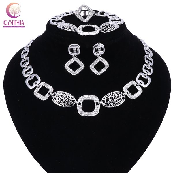 nigerian wedding african beads jewelry sets crystal fashion dubai necklace earring ring jewelry sets for women costume design, Black