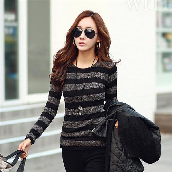 women's t-shirt 2021 korean fashion women t shirt autumn arrivals striped knitted clothes long sleeve o-neck female t-shirts, White
women's t-shirt 2021 korean fashion women t shirt autumn arrivals striped knitted clothes long sleeve o-neck female t-shirts, White