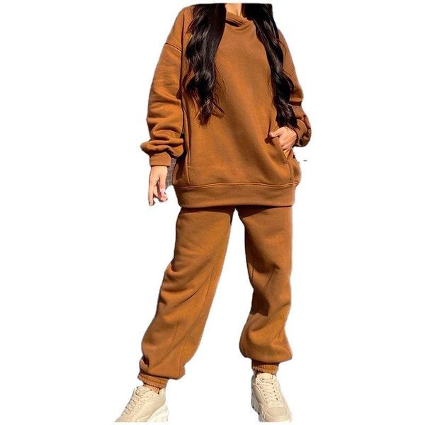 women's two piece pants fleece hooded sweater two-piece set autumn and winter loose casual sports suit women, White
women's two piece pants fleece hooded sweater two-piece set autumn and winter loose casual sports suit women, White