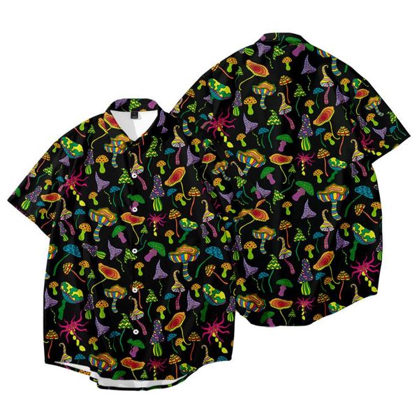men's casual shirts 2021 color mushroom print short-sleeved striped summer break loose shirt, White;black
men's casual shirts 2021 color mushroom print short-sleeved striped summer break loose shirt, White;black