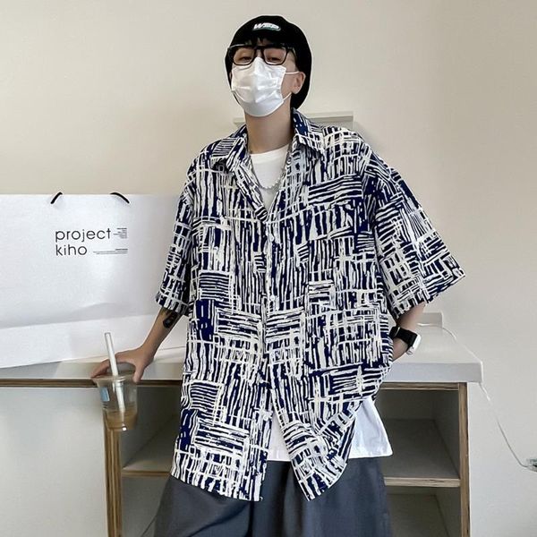 men's casual shirts summer short-sleeved shirt fashion retro printing men streetwear korean loose hawaiian mens large size, White;black
men's casual shirts summer short-sleeved shirt fashion retro printing men streetwear korean loose hawaiian mens large size, White;black