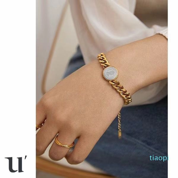 ins style steel bracelet beauty head ing coin contrast color thick chain temperament blogger net red bracelet, Black
ins style steel bracelet beauty head ing coin contrast color thick chain temperament blogger net red bracelet, Black