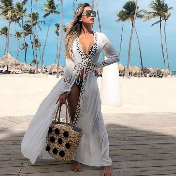 women's swimwear 2021 crochet white knitted beach cover up dress tunic long pareos bikinis ups swim robe plage beachwear, White;black
women's swimwear 2021 crochet white knitted beach cover up dress tunic long pareos bikinis ups swim robe plage beachwear, White;black