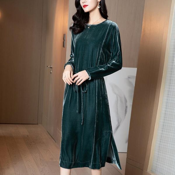 casual dresses roy real velvet dress women's 2021 spring fashion round neck long sleeve silk, Black;gray
casual dresses roy real velvet dress women's 2021 spring fashion round neck long sleeve silk, Black;gray