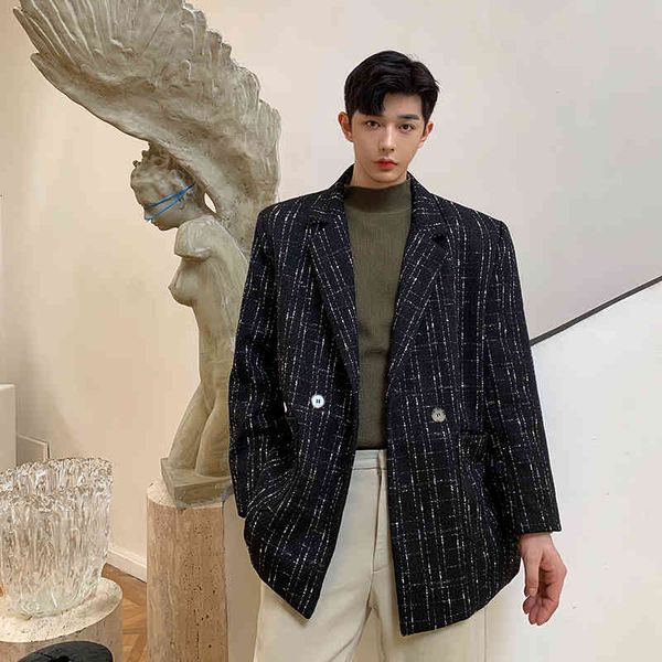 men's suits & blazers autumn winter mens thicken woolen jacket men korean vintage loose casual plaid coat women oversize 8lc4, White;black
men's suits & blazers autumn winter mens thicken woolen jacket men korean vintage loose casual plaid coat women oversize 8lc4, White;black