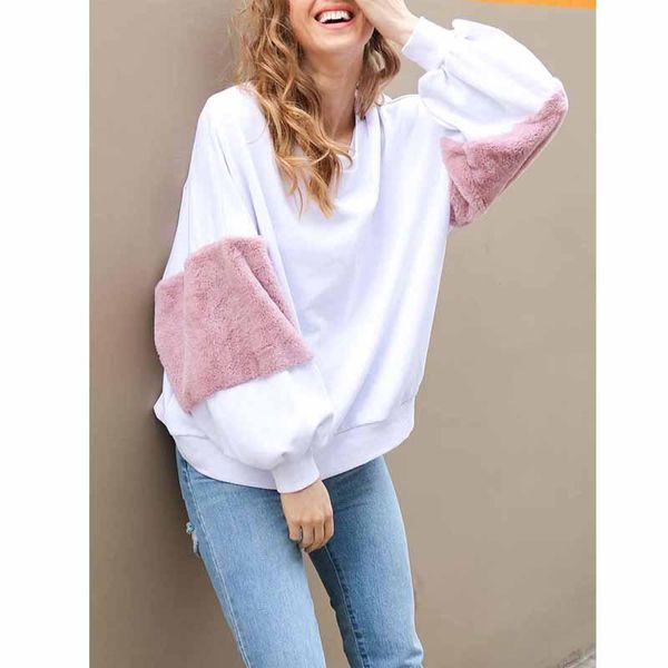 women's hoodies & sweatshirts harajuku solid color hair splicing women hoodie 2021 autumn long sleeve pullover sweatshirt casual, Black
women's hoodies & sweatshirts harajuku solid color hair splicing women hoodie 2021 autumn long sleeve pullover sweatshirt casual, Black