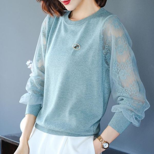 women's sweaters 2021 autumn fashion pullover hollow out lace stitching sweater loose thin bright silk bottoming shirt, White;black
women's sweaters 2021 autumn fashion pullover hollow out lace stitching sweater loose thin bright silk bottoming shirt, White;black
