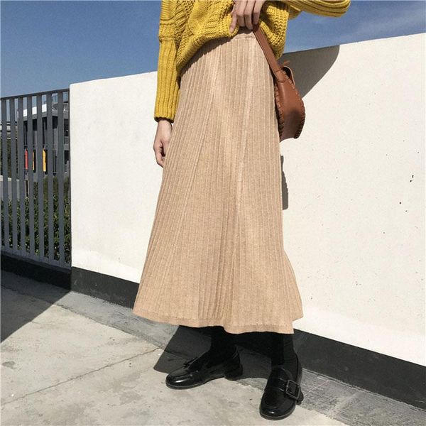 skirts knitted korean jupe longue femme solid elastic high waist elegant pleated skirt 2021 autumn winter women streetwear, Black
skirts knitted korean jupe longue femme solid elastic high waist elegant pleated skirt 2021 autumn winter women streetwear, Black
