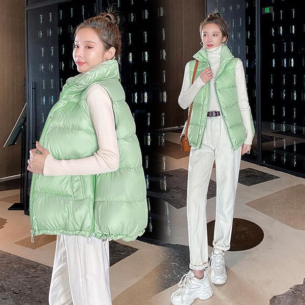 women's vests glossy cotton waistcoat short 2021 winter style korean loose warm vest casual with the trend, Black;white
women's vests glossy cotton waistcoat short 2021 winter style korean loose warm vest casual with the trend, Black;white