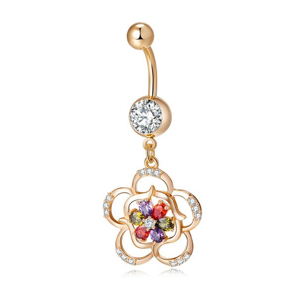 colorful flowers zircon crystal surgical steel belly button rings dangle navel piercing ring rhinestone body jewelry, Silver
colorful flowers zircon crystal surgical steel belly button rings dangle navel piercing ring rhinestone body jewelry, Silver