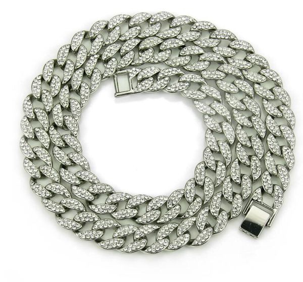 bling diamond iced out chains necklace mens cuban link chain necklaces hip hop personalized jewelry for women men, Black