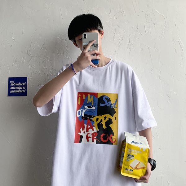 boys' men's 2021 t-shirts summer fashion brand short versatile loose half sve t-shirt, White;black
boys' men's 2021 t-shirts summer fashion brand short versatile loose half sve t-shirt, White;black