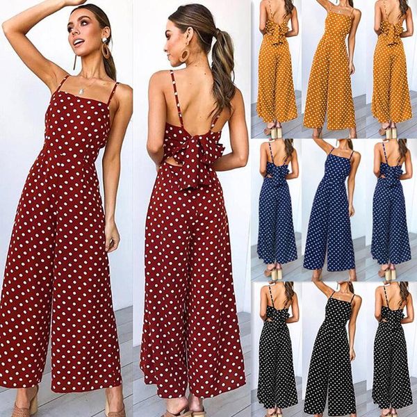 women's jumpsuits & rompers women casual polka dot holiday wide leg pants long jumpsuit sleeveless backless strappy playsuit, Black;white
women's jumpsuits & rompers women casual polka dot holiday wide leg pants long jumpsuit sleeveless backless strappy playsuit, Black;white
