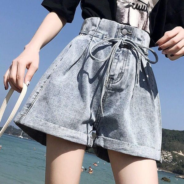 women's shorts high waist denim women summer students korean loose 2021 bow tie short pants ladies wide leg streetwear, White;black
women's shorts high waist denim women summer students korean loose 2021 bow tie short pants ladies wide leg streetwear, White;black