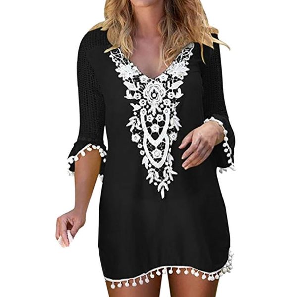 women's swimwear 2021 beach cover swimsuit fashion women one piece dress womens trim tassel lace crochet covered up, White;black
women's swimwear 2021 beach cover swimsuit fashion women one piece dress womens trim tassel lace crochet covered up, White;black
