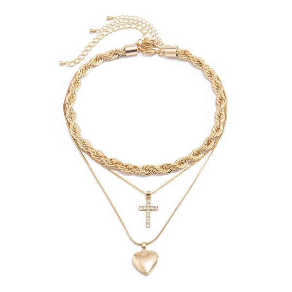 punk design diamond cross pendant necklace exaggerated twist chain heart-pendant fashion simple combination clavicle chain combination neckl, Silver
punk design diamond cross pendant necklace exaggerated twist chain heart-pendant fashion simple combination clavicle chain combination neckl, Silver
