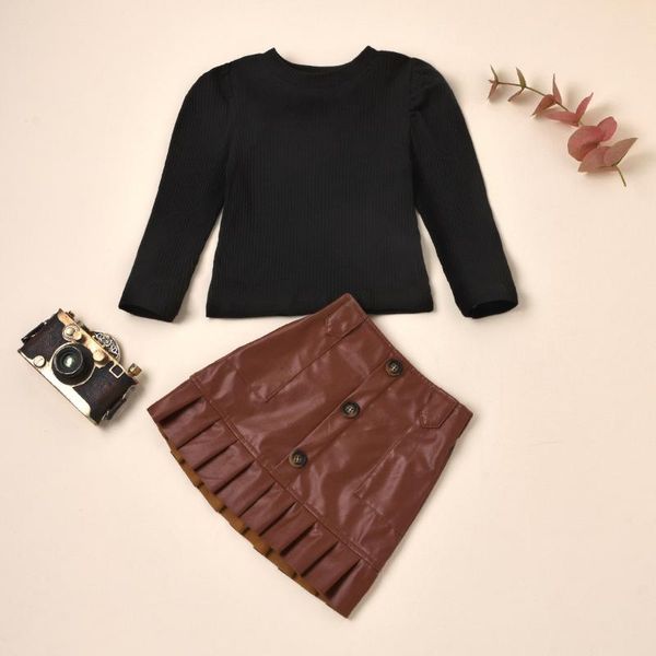 clothing sets ins kids girl clothes set long sleeved black t-shirt+short buttons pu skirt 2pcs suit spring children outfits, White
clothing sets ins kids girl clothes set long sleeved black t-shirt+short buttons pu skirt 2pcs suit spring children outfits, White