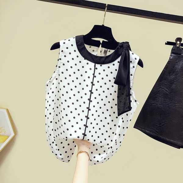 women's blouses & shirts 2021 summer o neck sleeveless shoulder bow polka dot casual shirt female ladies blouse a3651, White
women's blouses & shirts 2021 summer o neck sleeveless shoulder bow polka dot casual shirt female ladies blouse a3651, White