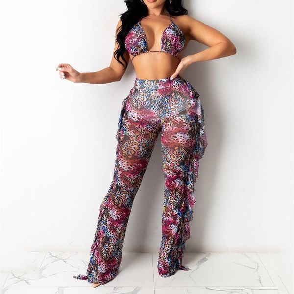 women's swimwear bikinis set three pieces outfits digital printing swimsuit crop and ruffle long pants sets with panties#35, White;black
women's swimwear bikinis set three pieces outfits digital printing swimsuit crop and ruffle long pants sets with panties#35, White;black