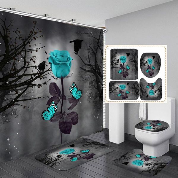 night crow bright rose butterfly pattern bathroom set shower curtain anti-slip cushion toilet u-shaped curtains
night crow bright rose butterfly pattern bathroom set shower curtain anti-slip cushion toilet u-shaped curtains