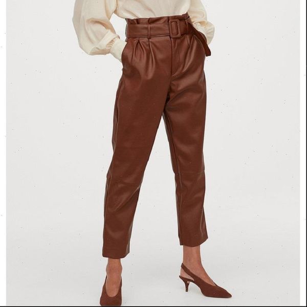 womens pant elegant pu leather career pants office lady high waist straight casual ankle length women trousers, Black;white
womens pant elegant pu leather career pants office lady high waist straight casual ankle length women trousers, Black;white