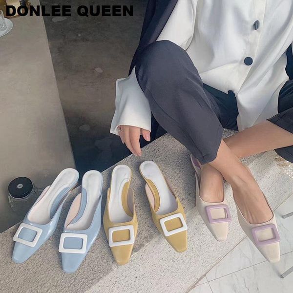 slippers 2021 spring women elegant square toe metal buckle flat heels shoes slip on mule outside ladies slides slipper, Black
slippers 2021 spring women elegant square toe metal buckle flat heels shoes slip on mule outside ladies slides slipper, Black