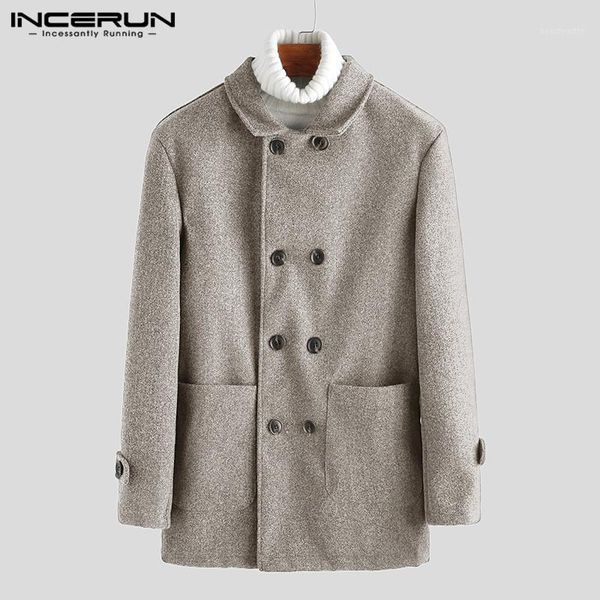 fashion men solid color trench long sleeve woolen coats double breasted overcoat pocket outwear 3xl men's, Tan;black 
fashion men solid color trench long sleeve woolen coats double breasted overcoat pocket outwear 3xl men's, Tan;black