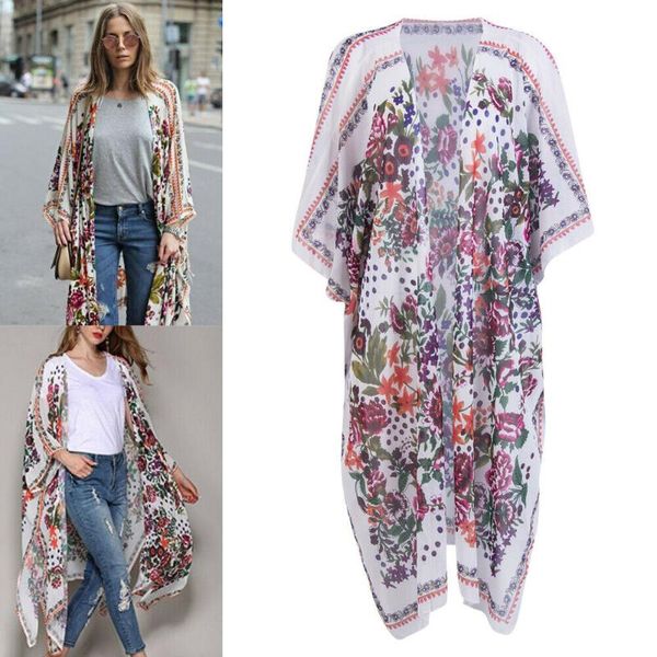 women's blouses & shirts 2021 est women floral print chiffon loose shawl kimono cardigan cover up blouse, White
women's blouses & shirts 2021 est women floral print chiffon loose shawl kimono cardigan cover up blouse, White