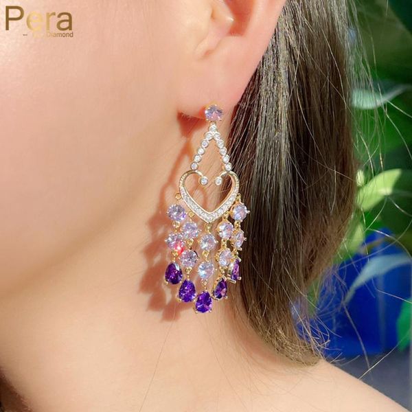dangle & chandelier pera overpowering long fringed earring purple cz crystal love heart design elegant women wedding jewelry accessories e83, Silver
dangle & chandelier pera overpowering long fringed earring purple cz crystal love heart design elegant women wedding jewelry accessories e83, Silver
