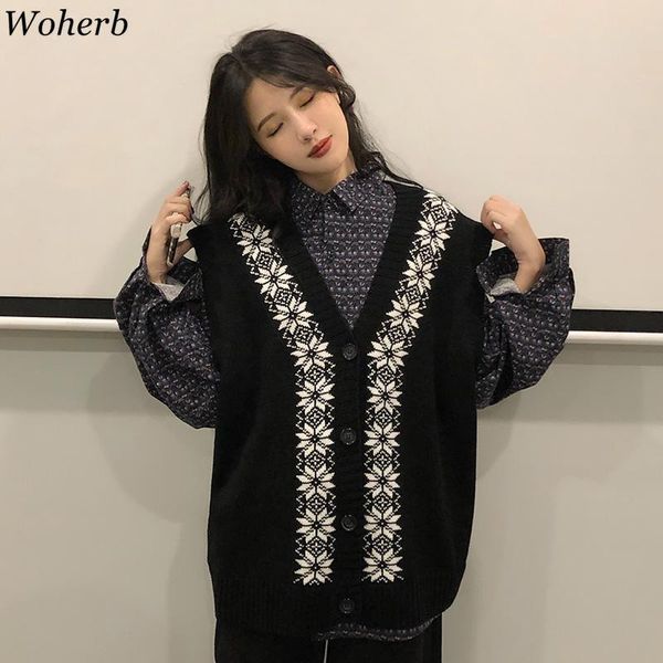 women's vests woherb woman sweaters vintage loose fashion knit cardigan vest crochet floral tank korean waistcoat, Black;white
women's vests woherb woman sweaters vintage loose fashion knit cardigan vest crochet floral tank korean waistcoat, Black;white