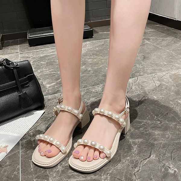 sandals high heel women pearl buckle shoes summer sweet outdoor open toe thick zapatos mujer, Black
sandals high heel women pearl buckle shoes summer sweet outdoor open toe thick zapatos mujer, Black