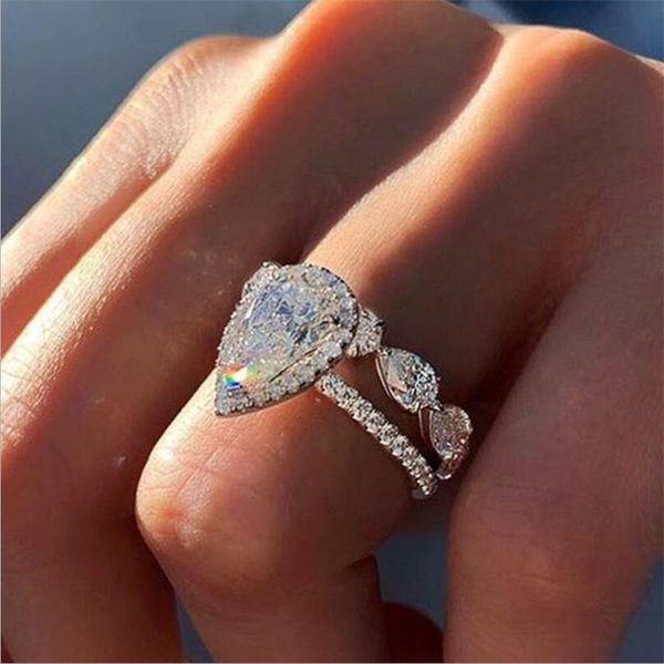 choucong unique sparkling luxury jewelry 925 sterling silver water drop white z cz diamond pear cut women wedding bridal ring set gift, Slivery;golden
choucong unique sparkling luxury jewelry 925 sterling silver water drop white z cz diamond pear cut women wedding bridal ring set gift, Slivery;golden