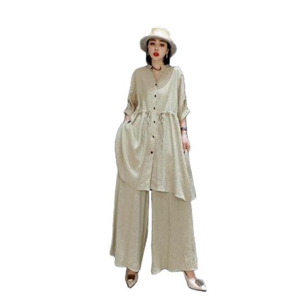 women's two piece pants 2021 summer fashion elegant imitation cotton and linen shirt slimming suit two-piece, White
women's two piece pants 2021 summer fashion elegant imitation cotton and linen shirt slimming suit two-piece, White